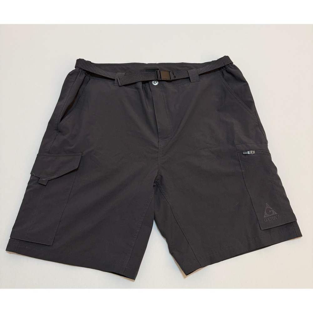 Gerry Mens Cargo Hiking Shorts Gray Stretch Belted Outdoor Shorts Size 38